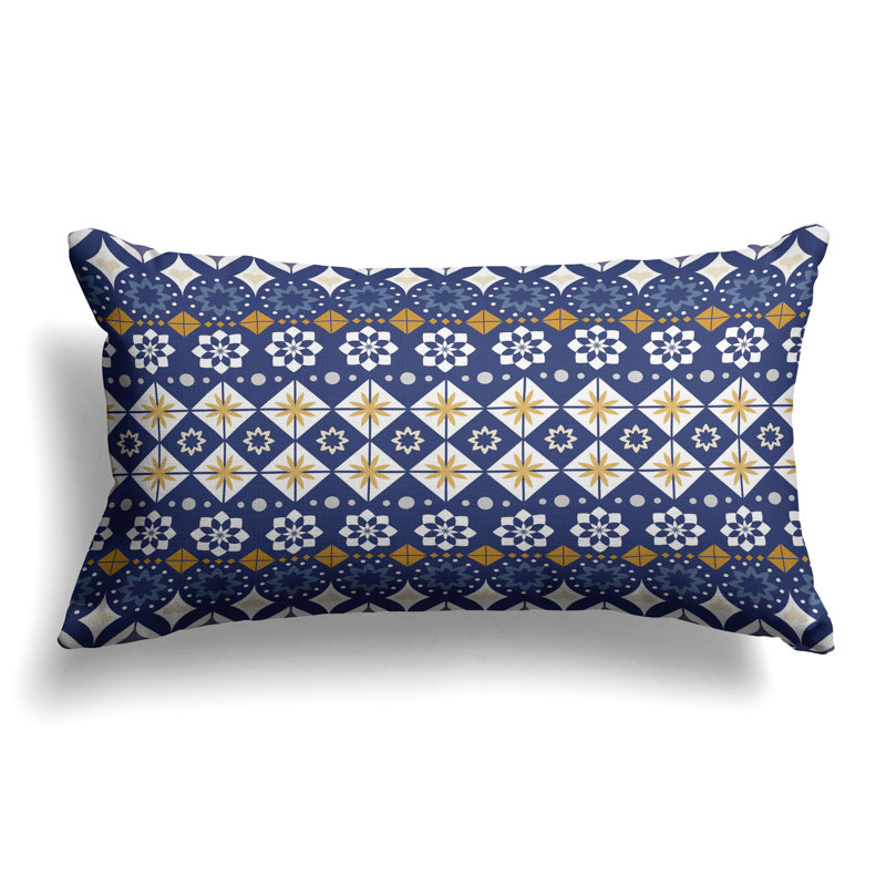 Shape Synergy  Rectangular Throw Pillow, Blue/Orange
