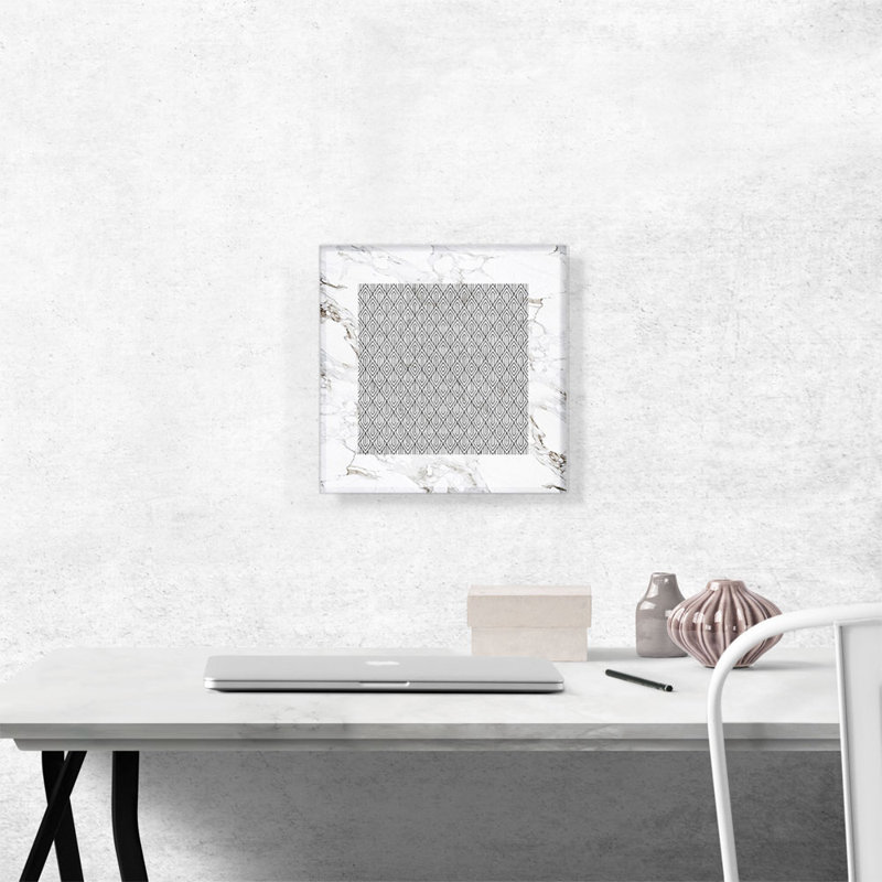 " Geometric Diamond Design On White ", 12" H x 12" W x 0.75" D
