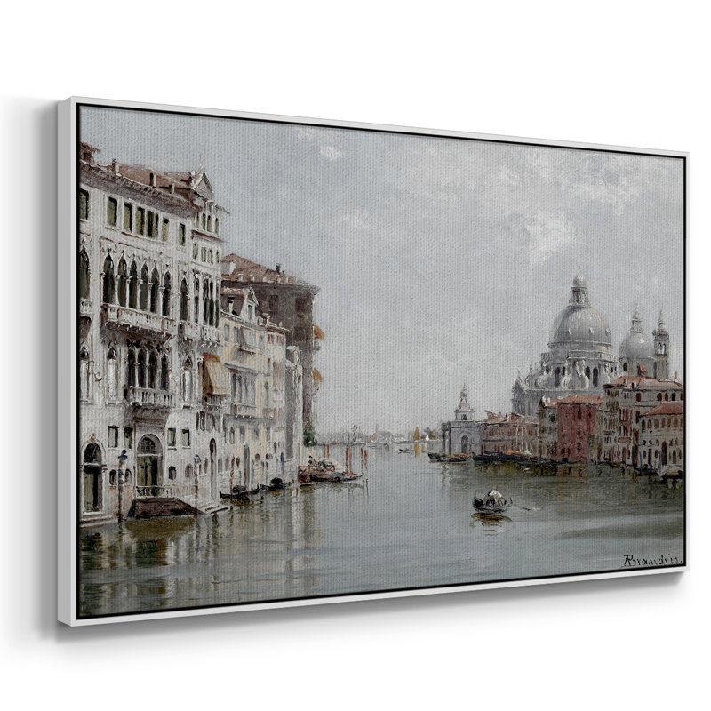 Paysage rétro-Dxl, H 27 po x l 41 po, Toile encadrée flottée blanche