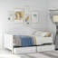 Lit de jour simple en bois avec 2 tiroirs, canapé-lit pour le salon de la chambre à coucher, aucun sommier nécessaire, blanc