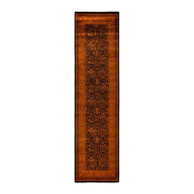 Tapis orange noué à la main de conception unique Holsworth