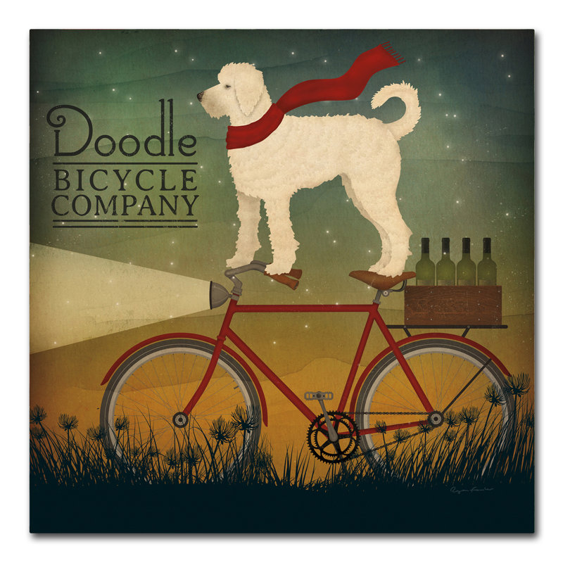 « white doodle on vélo summer », reproduction d’impression sur toile tendue, H 18 po x l 18 po