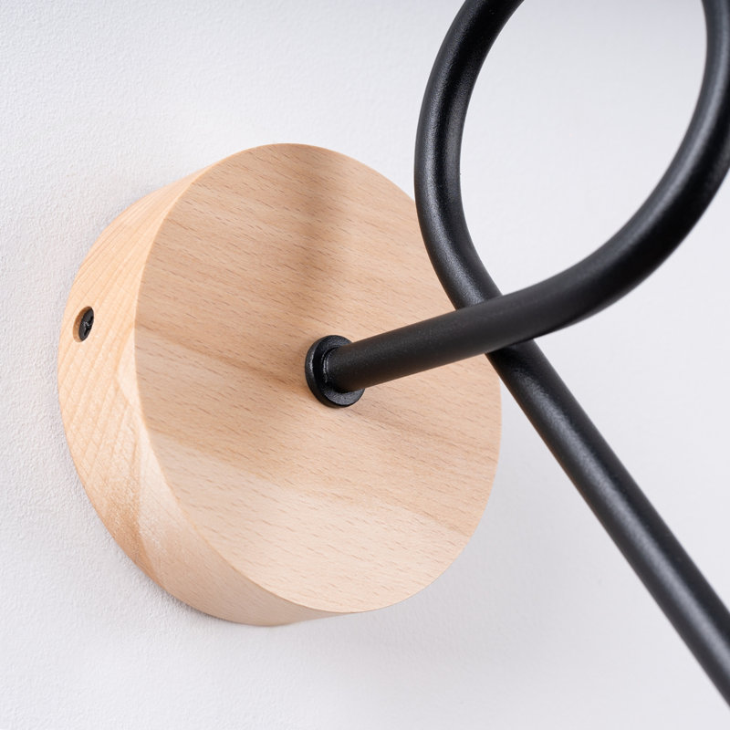 Wall lamp EMBER white, Black/Natural Wood