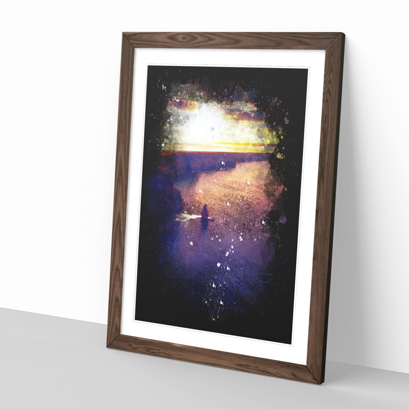 Sunset - Picture Frame Painting Print, 45cm H x 33cm W x 2cm D, Walnut Framed