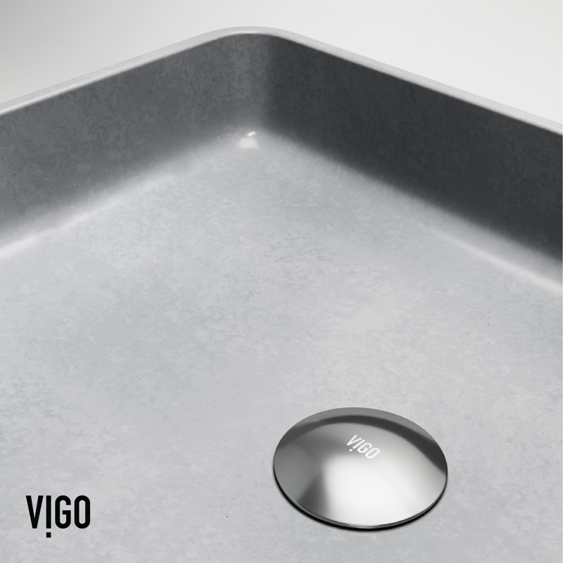 Tarragona Gothic 19" L x 14" W x 4" H Gray Concreto Stone Handmade Rectangular Vessel Bathroom Sink