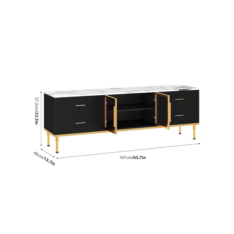 LED TV Stand, With 4 Drawers,  Up To 75 Inch, Black