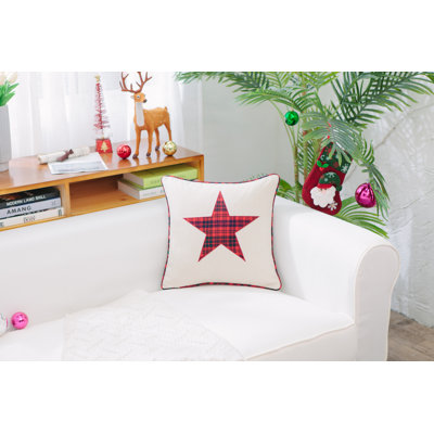 Coussin en coton star écossais patch