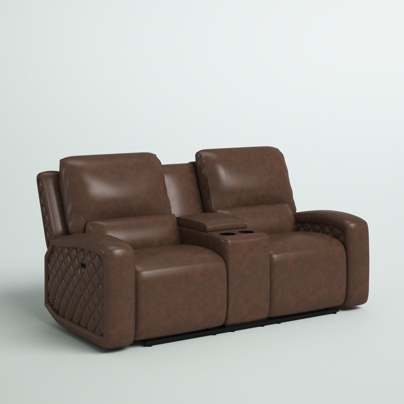 Canapé inclinable en cuir véritable 78 po Drew, Cuir véritable chameau