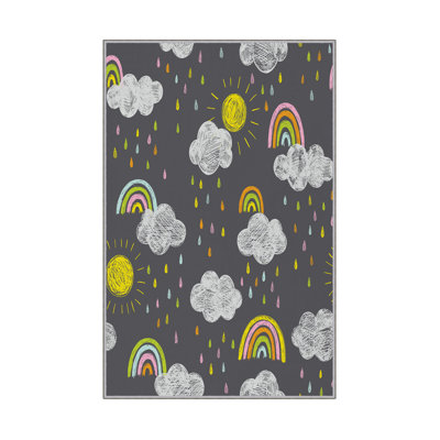 Tapis luxueux 100% polyester 5,2 x 7,5 pi, hauteur des poils de 0,4 po | Antibactérien, points antidérapants en PVC, lavable à la machine | Élégante impression numérique en 3D, parfaite pour le décor du salon et de la chambre à coucher