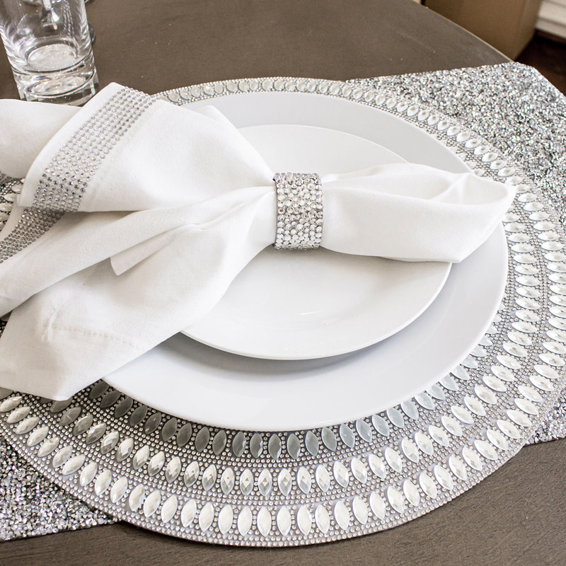 Sparkles Home Strass Rhinestone Napkin Ring | Hand-Stoned Glass | Stainless Steel | Set of 4
