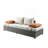 Beige Fabric & Gray All-Weather Wicker Patio Sofa & Ottoman With 2 Toss Pillows