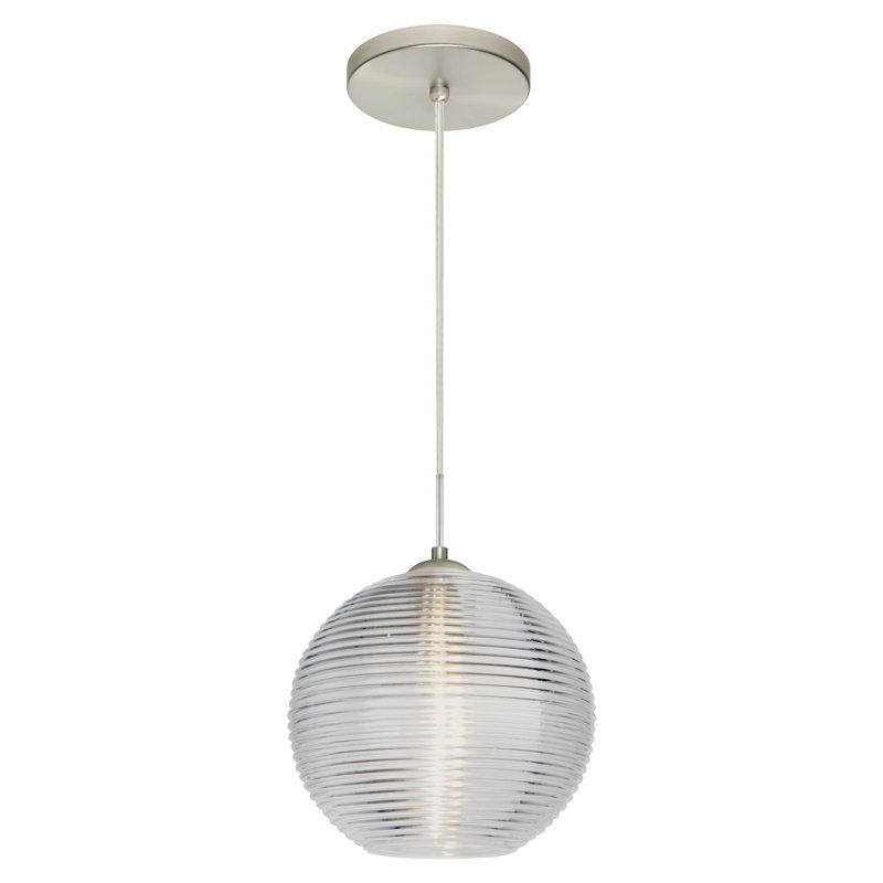 Luminaire sphère suspendu 1 lumières simple Kristall, Transparent, Nickel satiné, Oui