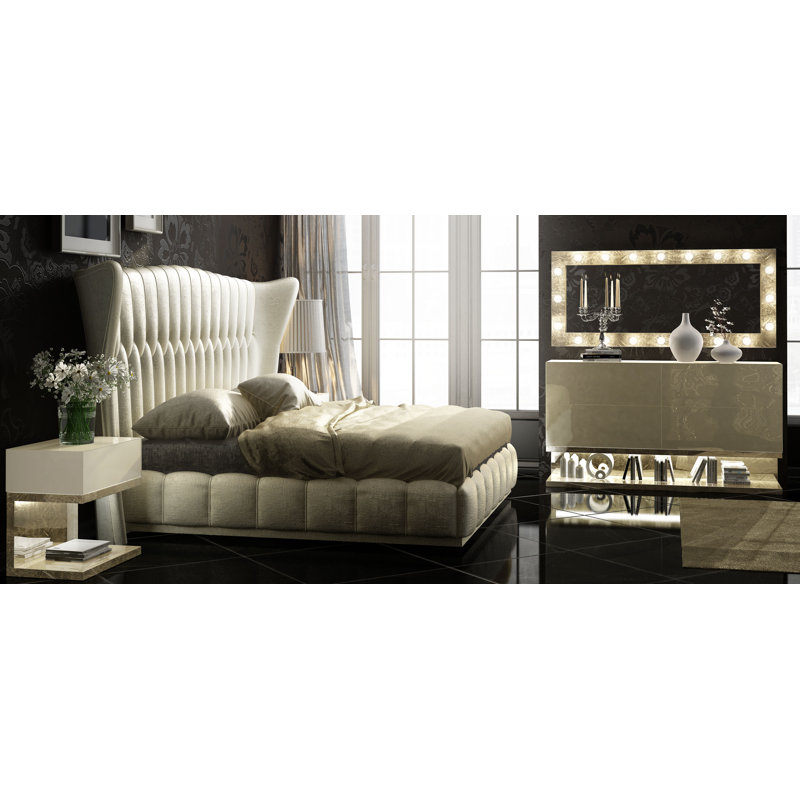London Upholstered Faux Leather Wingback Bed