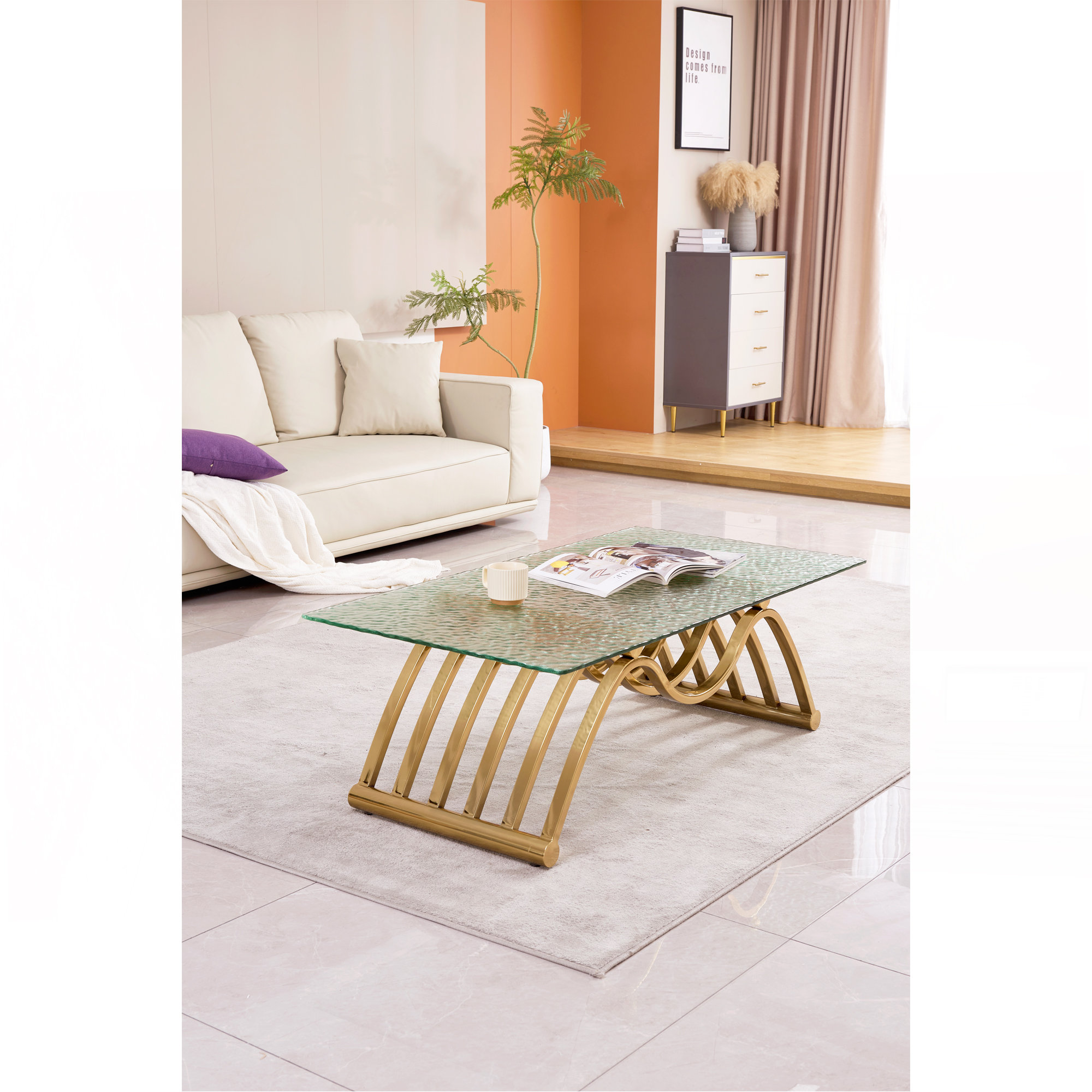 Everly Quinn 47" Rectangle Modern Stainless Steel Coffee Table | Wayfair