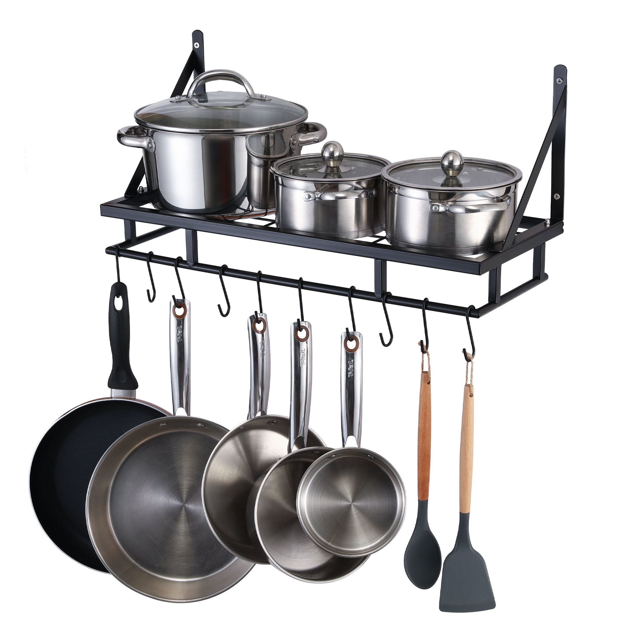 Heavy Duty Pots and Pans Organizer - For Cast Iron Skillets, Pots, Frying  Pans, Lids | 5-Tier Durable Steel Rack for Kitchen Counter & Cabinet  Storage