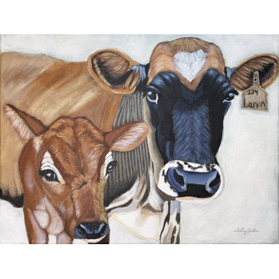Deux vaches sur toile par Ashley Justice, reproduction