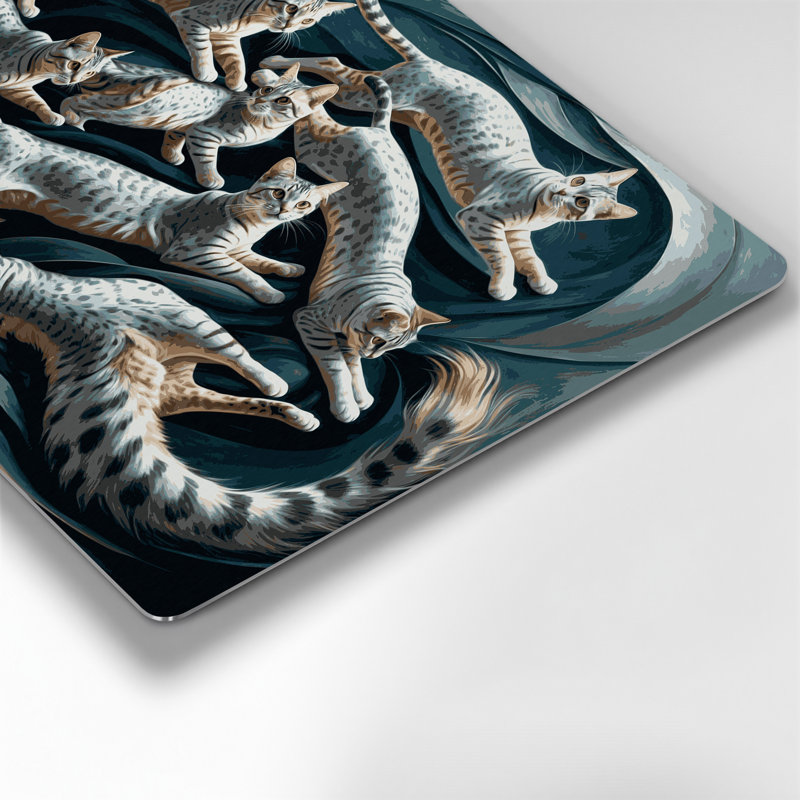 Chats Arabian Mau, art mural en métal gris, H 96 po x l 120 po x P 0,05 po