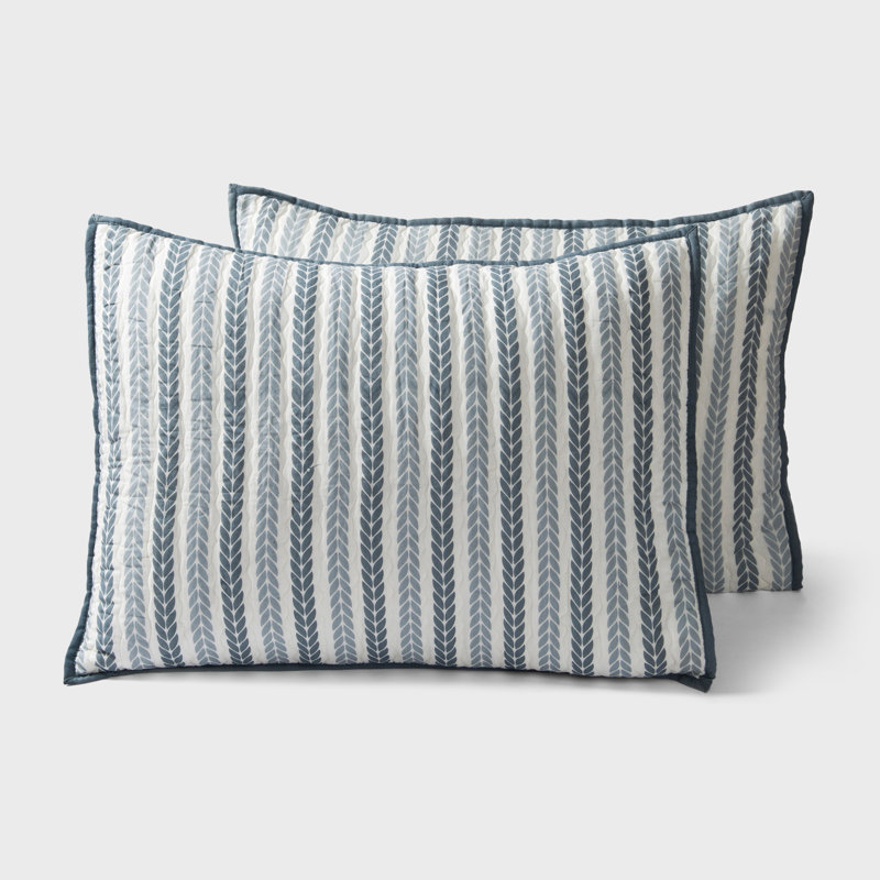 Ensemble de housses de coussin en coton imprimé bleu Lehar 26 po x 26 po, Européen, Blue