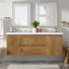 Meuble-lavabo moderne à double cuve avec plateau en SMC et rangement à fermeture en douceur-131577075