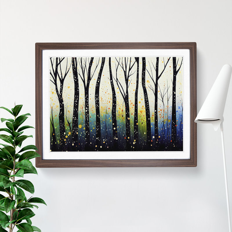 Spring Forest Paint Splash Vol.3 Abstract - Framed Print, 25cm H x 34cm W x 2cm D, Walnut Framed