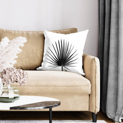 Cabbage Palm Leaf with Rose Lines Indoor / Outdoor Floral Square Throw Pillow Cover