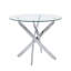 Table de salle à manger ronde, table de salle à manger en verre de 35,5 po avec pieds argentés, table de cuisine moderne pour la maison, salle à manger