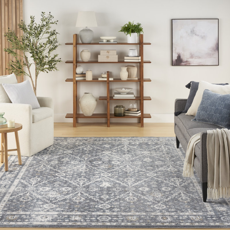 Tapis bleu foncé Nourison Astra, Rectangle 6 pi 7 po x 9 pi