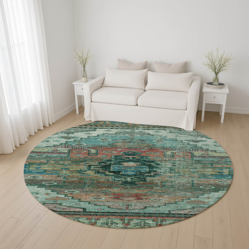 Premium Machine Washable Verlin AMF1776 Tribal Rug, Round 8'