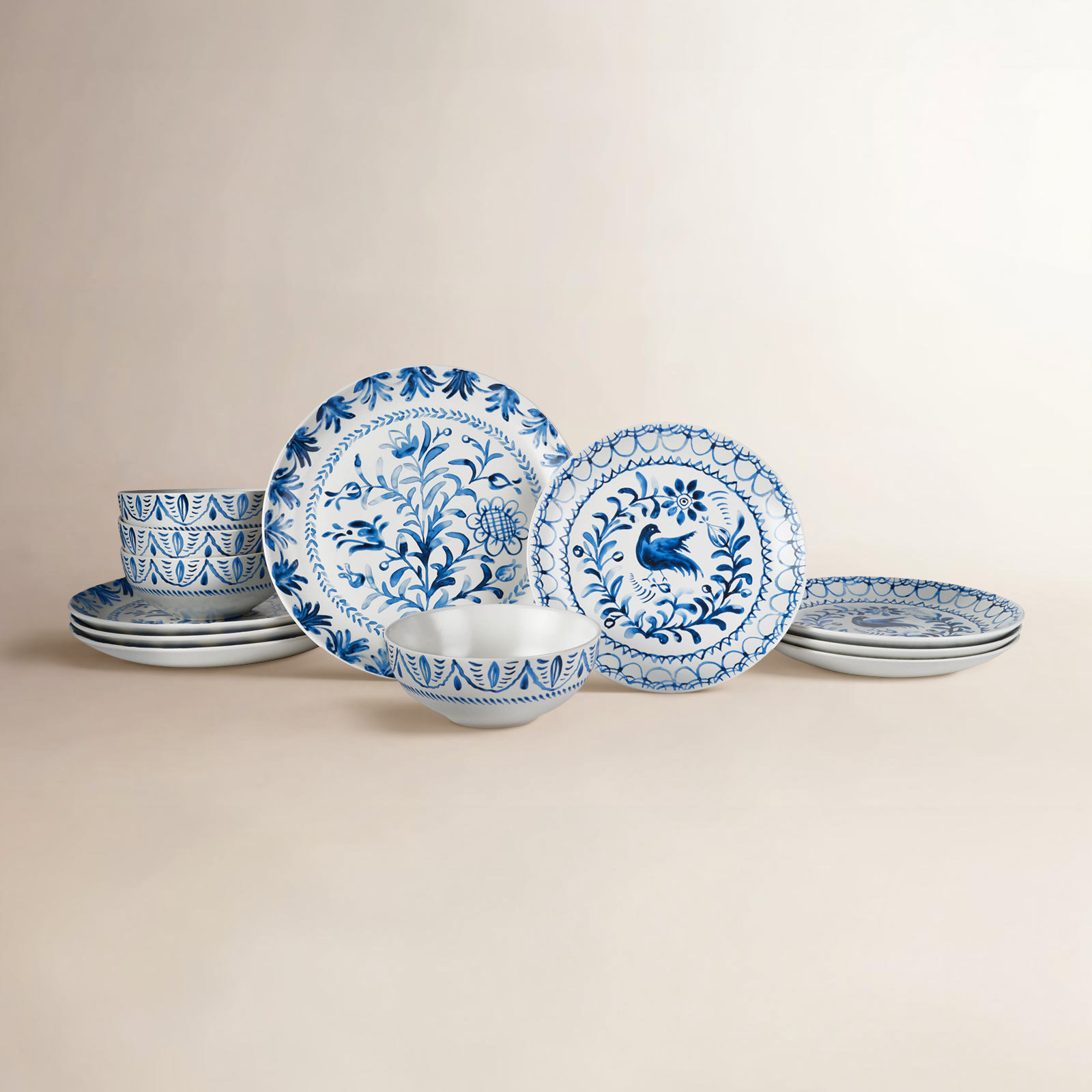 Stoneware Dinnerware Set, Blue
