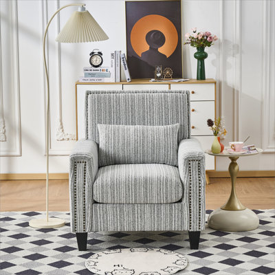 Chaise d'appoint moderne avec accoudoirs, fauteuil rembourré confortable pour le salon, fauteuil avec garniture cloutée, pour salon, chambre à coucher, appartement, bureau