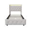Smart Velvet Bed Frame with LED Charging Headboard, Tufted Upholstered Frame with Storage Drawers, Grey/Beige in Multiple Size (EU Single, Double & King)-1020501897-1020501903
