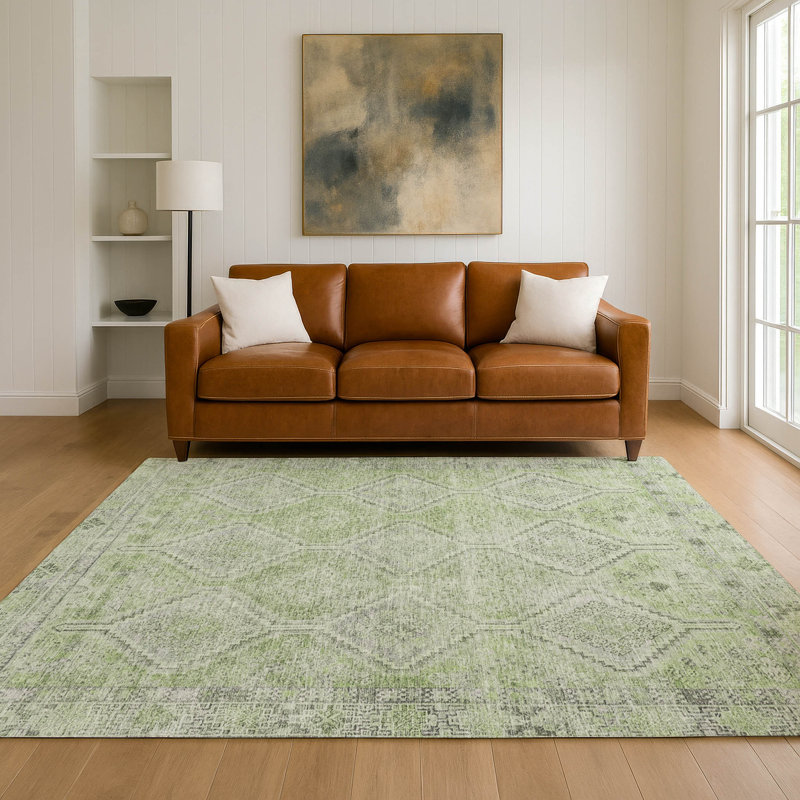 Machine Washable Indoor/Outdoor Chantille ACN2727 Diamonds Rug, 8' x 10', Aloe