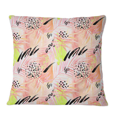 Éléments graphiques rétro à motif de feuilles de palmier roses - motif imprimé