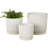3 Piece Ceramic Ribbed Planter With Attached Saucer Set-899767961