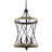 3-Light Farmhouse Lantern Pendant Light, Black Metal Cage with Wood Accents
