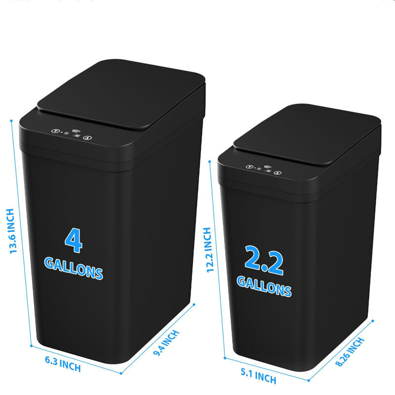 Acrylonitrile Butadiene Styrene Motion Sensor Kitchen Trash Can - 2.2 Gallons, Black