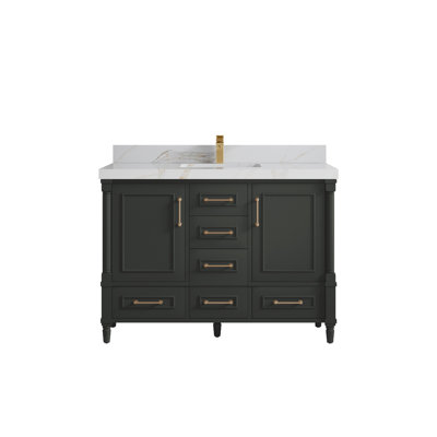 Ensemble de meuble-lavabo simple 48 po avec plateau en quartz Aberdeen