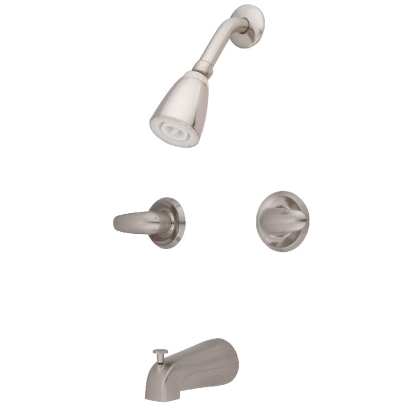 Kingston Brass Legacy Double-Handle Tub and Shower Faucet, Brushed Nickel