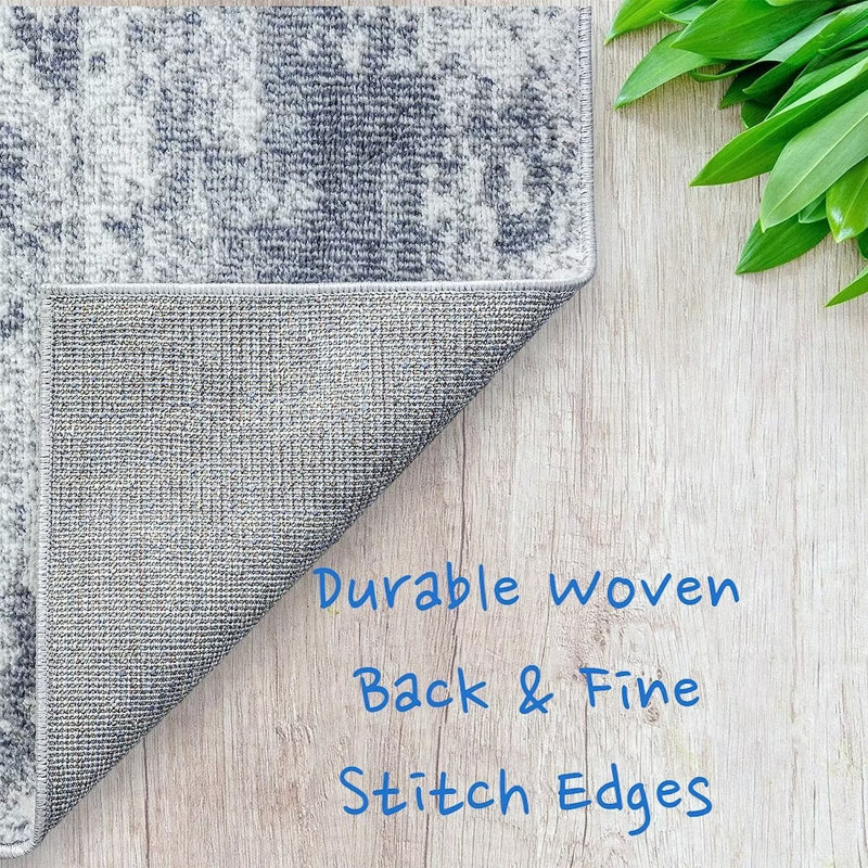 Tapis décoratif d'intérieur délavé gris, Rectangle 7 pi 10 po x 10 pi 2 po