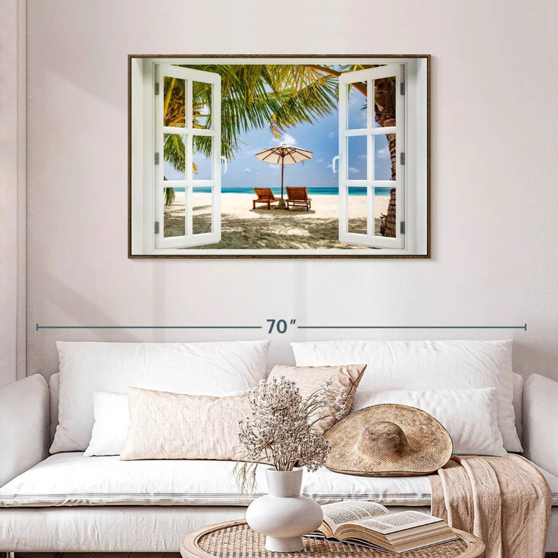 Fenêtre Neruda, Cadre flottant en noyer, 43 po x 29 po