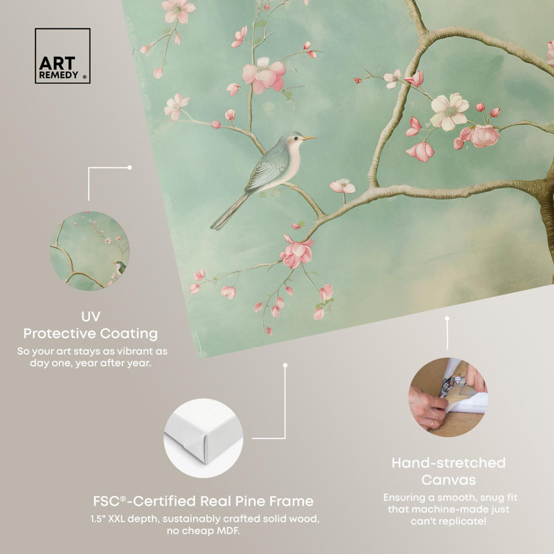 Nestled Floral Tree Chinoiserie Art on Gallery Wrapped Canvas