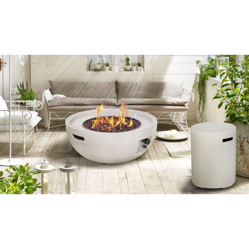 Urban Round Propane Smokeless Fire Pit, Chalk White