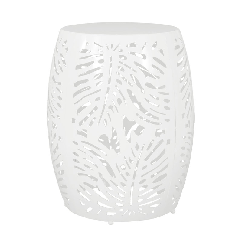 Metal End Table -Large Outdoor Table, White