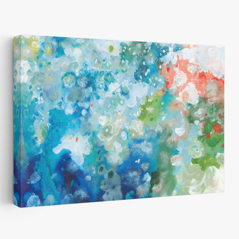 Art abstrait abstrait et bleu, H 16 po x l 24 po