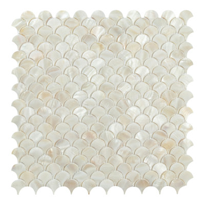Carreau de mosaïque murale écaille de poisson en coquille de nacre 1 po x 1 po