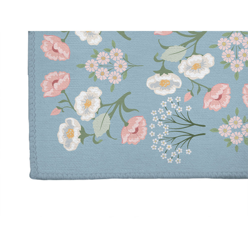 Tapis de bureau léger May Flowers, L 24 po x P 36 po, Bleu denim