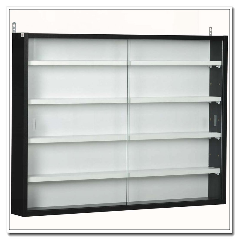Vitrine à 5 niveaux avec tablettes réglables, Blanc/Noir