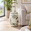 Tabouret en céramique fleur et oiseau-1971326764