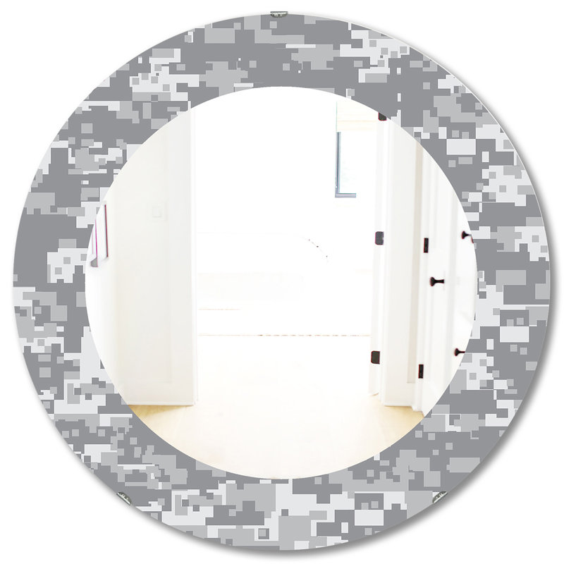 Gris Pixelation - miroir Mid-Century, H 31,5 po x l po