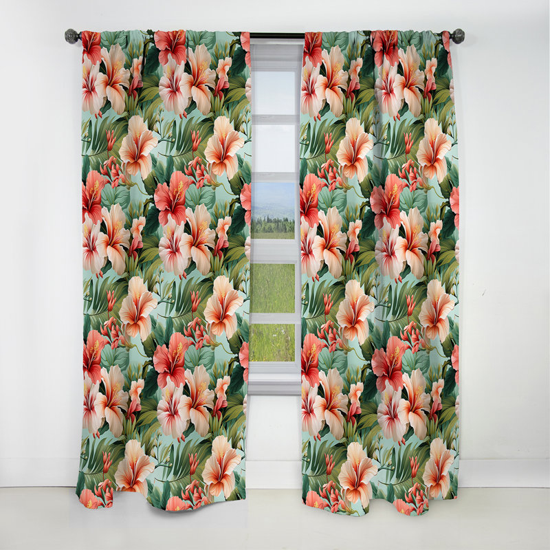 Cavour - Rideau floral - Rideau occultant floral - 1 panneau, L 52 po x L 63 po